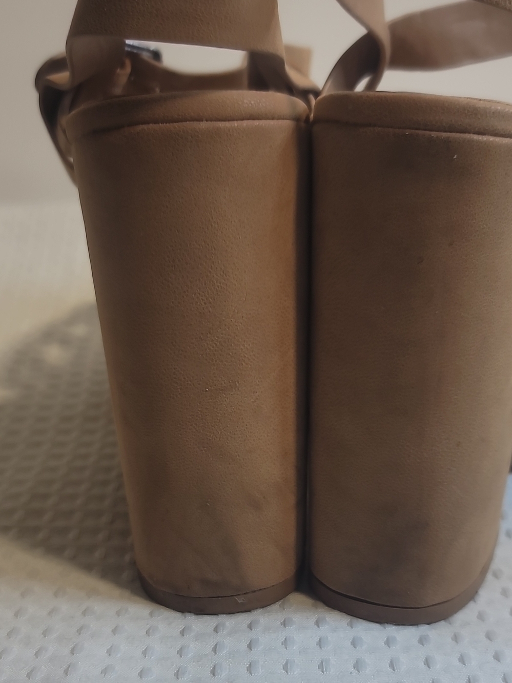 BAMBOO Tan Strappy Slingback Wedge Sandals - Picture 3 of 4